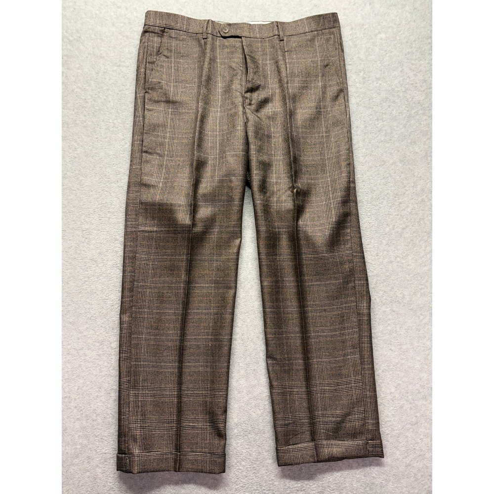 Inserch Limited Edition Brown Glen Plaid Dress Pants Mens 38 Style Italy Cuffed